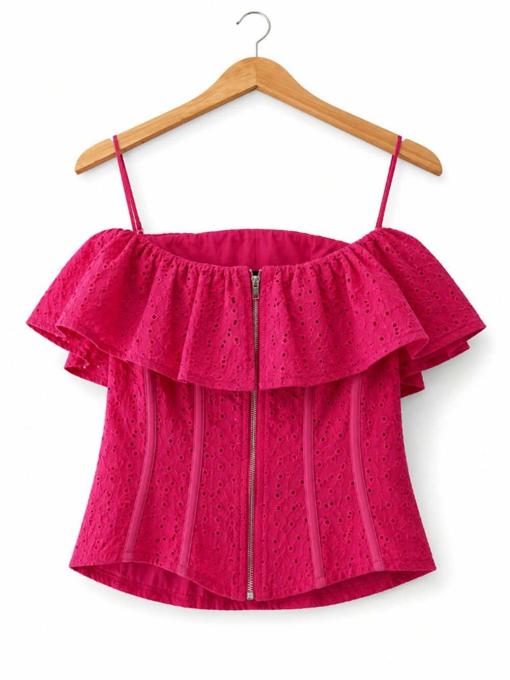 Olivaceous Pink Eyelet Corset Top Medium - Picture 2 of 6